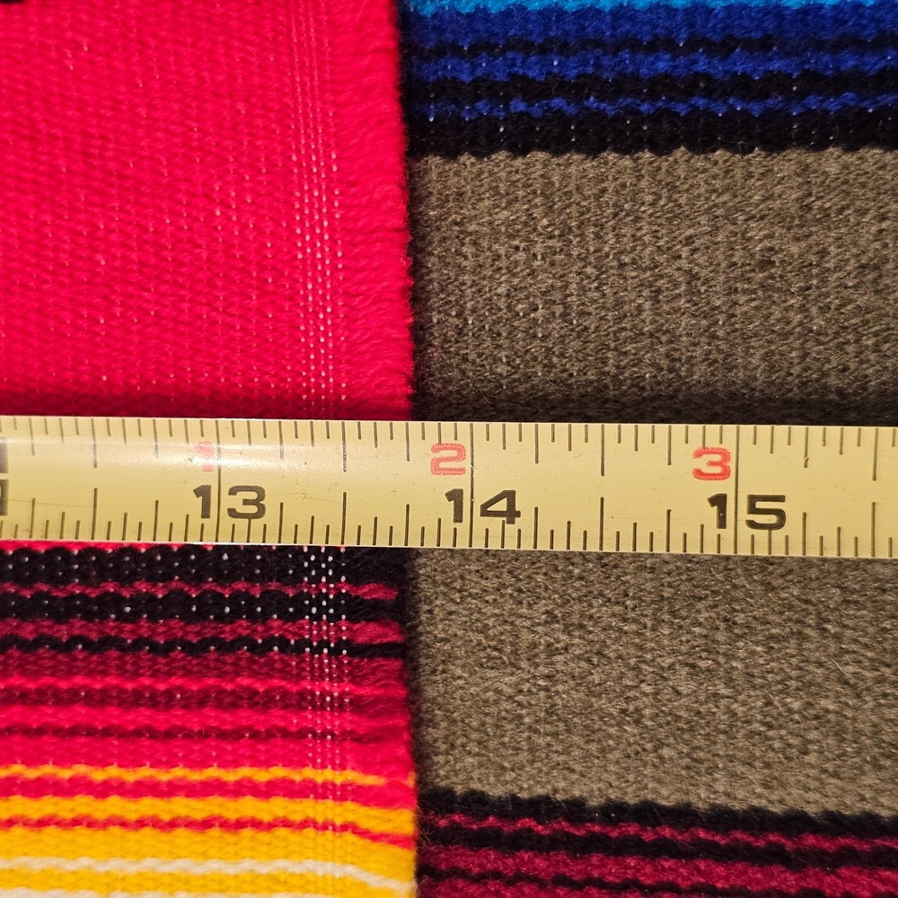 El Paso Saddleblanket Co Serape Stripe Woven Placemats Red Blue Olive 14x18 Set6 - Picture 3 of 8